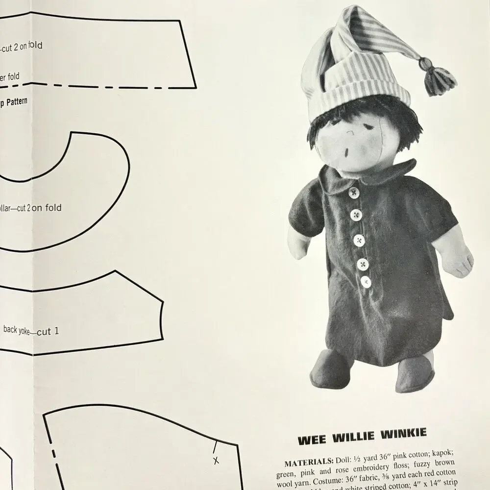 Woman's Day Mother Goose Dolls Sewing Pattern 6 Plush Cloth Doll VTG 1968